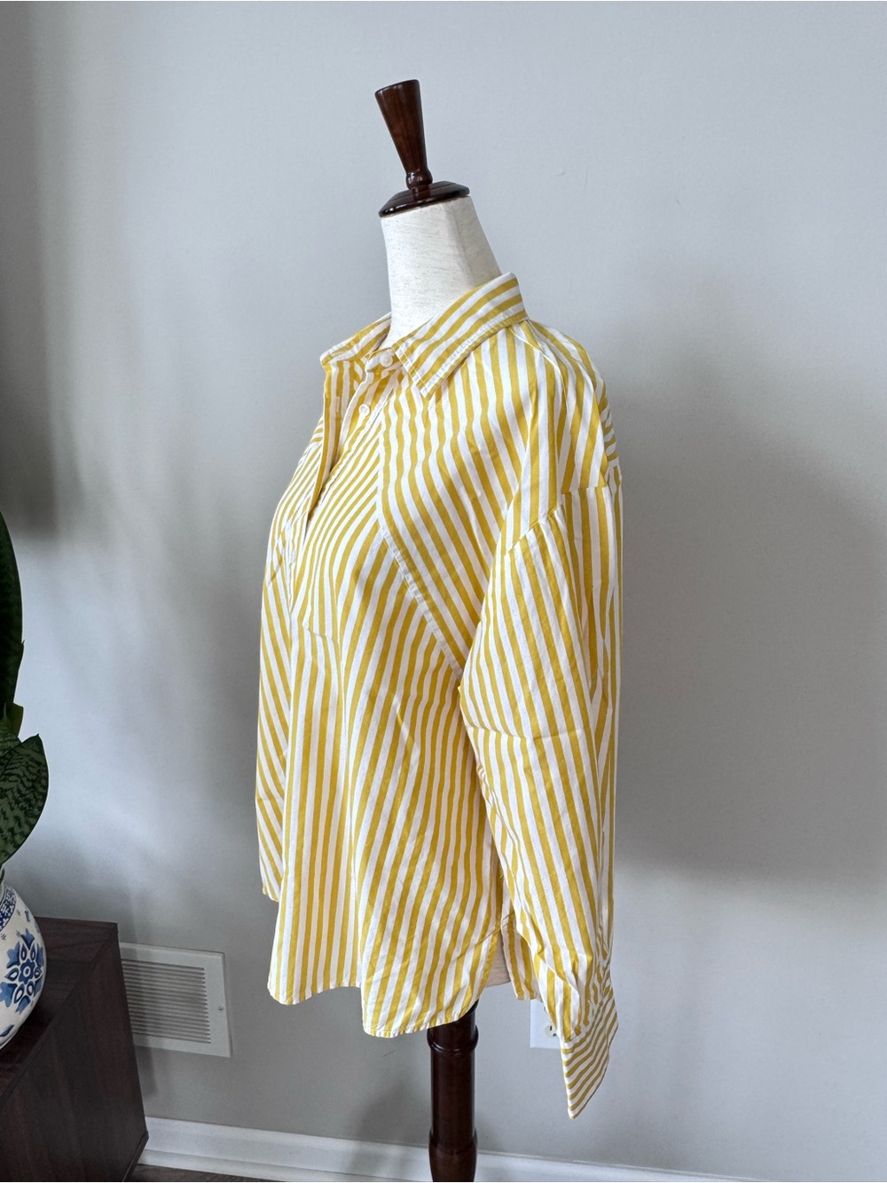 Nine West Yellow Striped Button-Front Shirt - Picture 3 of 6